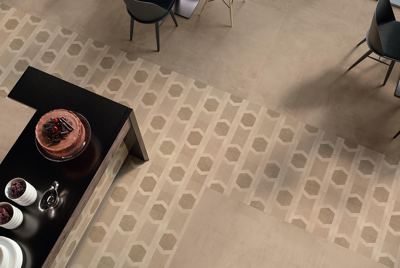 Стиль Venti Boost Carpet 3 Warm 20x20  9 mm - это нейтральные цвета и геометрическая строгость рисунка.